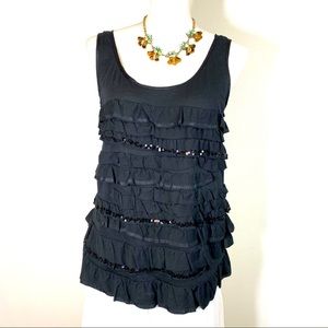 J.Crew sleeveless ruffled sequins holiday party tank top Medium